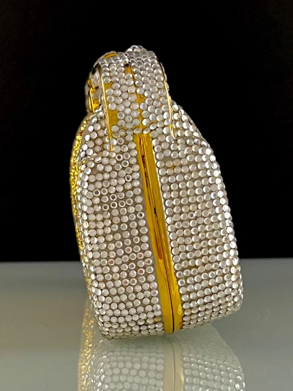 Vintage Crystal Evening Rhinestone Purse Clutch Removable Chain Strap